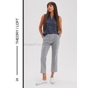 MSRP: $344 ✨ Theory Stripe Capri Pants + LOFT Rosebud Blouse Bundle – Size 8/S ✨